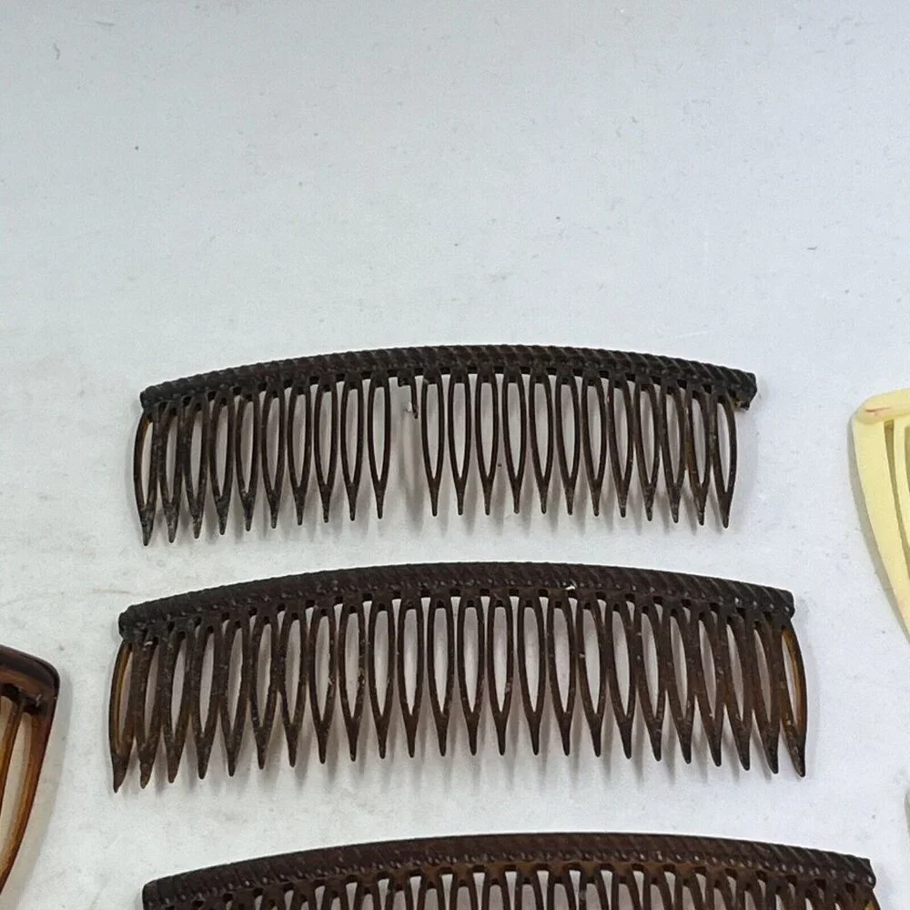 Goody Vintage Hair Combs Set Of 22 Brown‎ White Clear Tortoise 80s Grandma